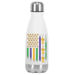 American Flag Mardi Gras Stainless Steel Insulated Water Bottle