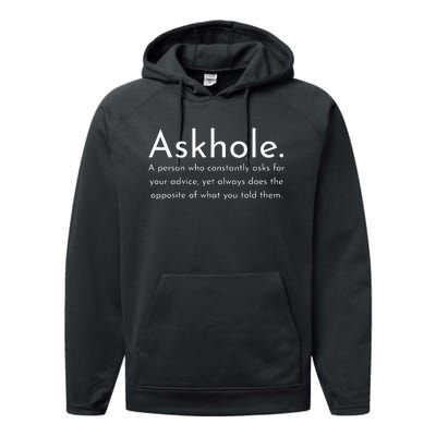 Askhole Funny Meaning Definition Performance Fleece Hoodie