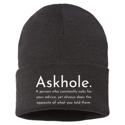 Askhole Funny Meaning Definition Sustainable Knit Beanie