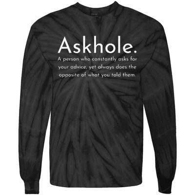 Askhole Funny Meaning Definition Tie-Dye Long Sleeve Shirt