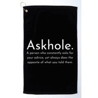 Askhole Funny Meaning Definition Golf Towel