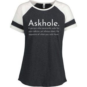 Askhole Funny Meaning Definition Enza Ladies Jersey Colorblock Tee