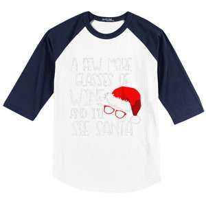 A Few More Glasses Of Wine & ILl See Santa Funny Christmas Baseball Sleeve Shirt