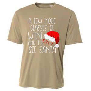 A Few More Glasses Of Wine & ILl See Santa Funny Christmas Cooling Performance Crew T-Shirt