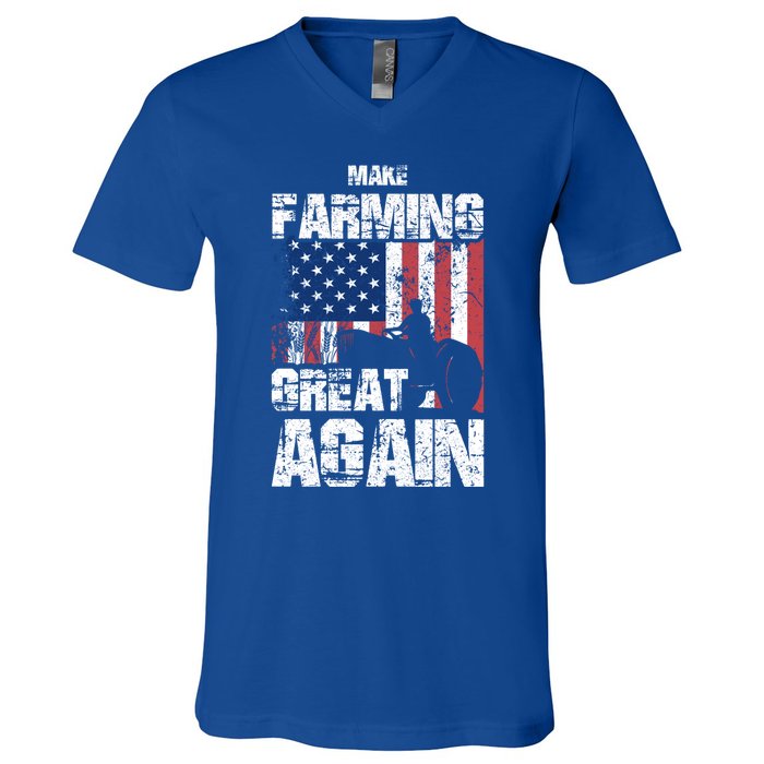 American Flag Make Farming Great Again Farm Gift For Farmers Cute Gift V-Neck T-Shirt