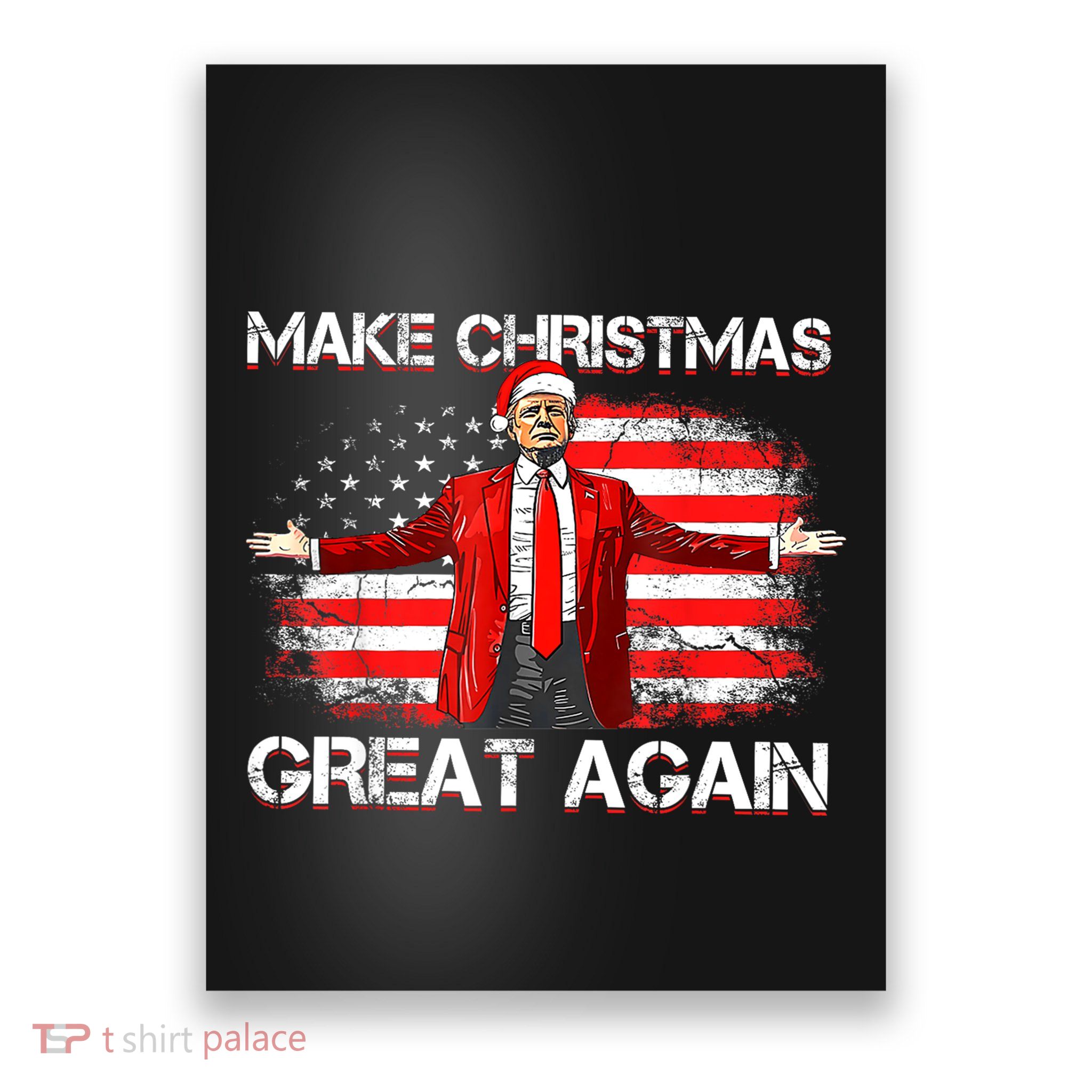 American Flag Make Christmas Great Again Santa Funny Trump Xmas Pajamas Gift Poster