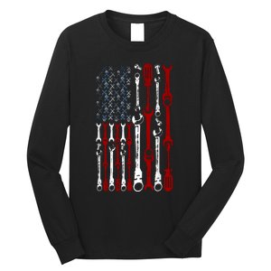 American Flag Mechanics Patriotic Mechanic Usa Flag Long Sleeve Shirt