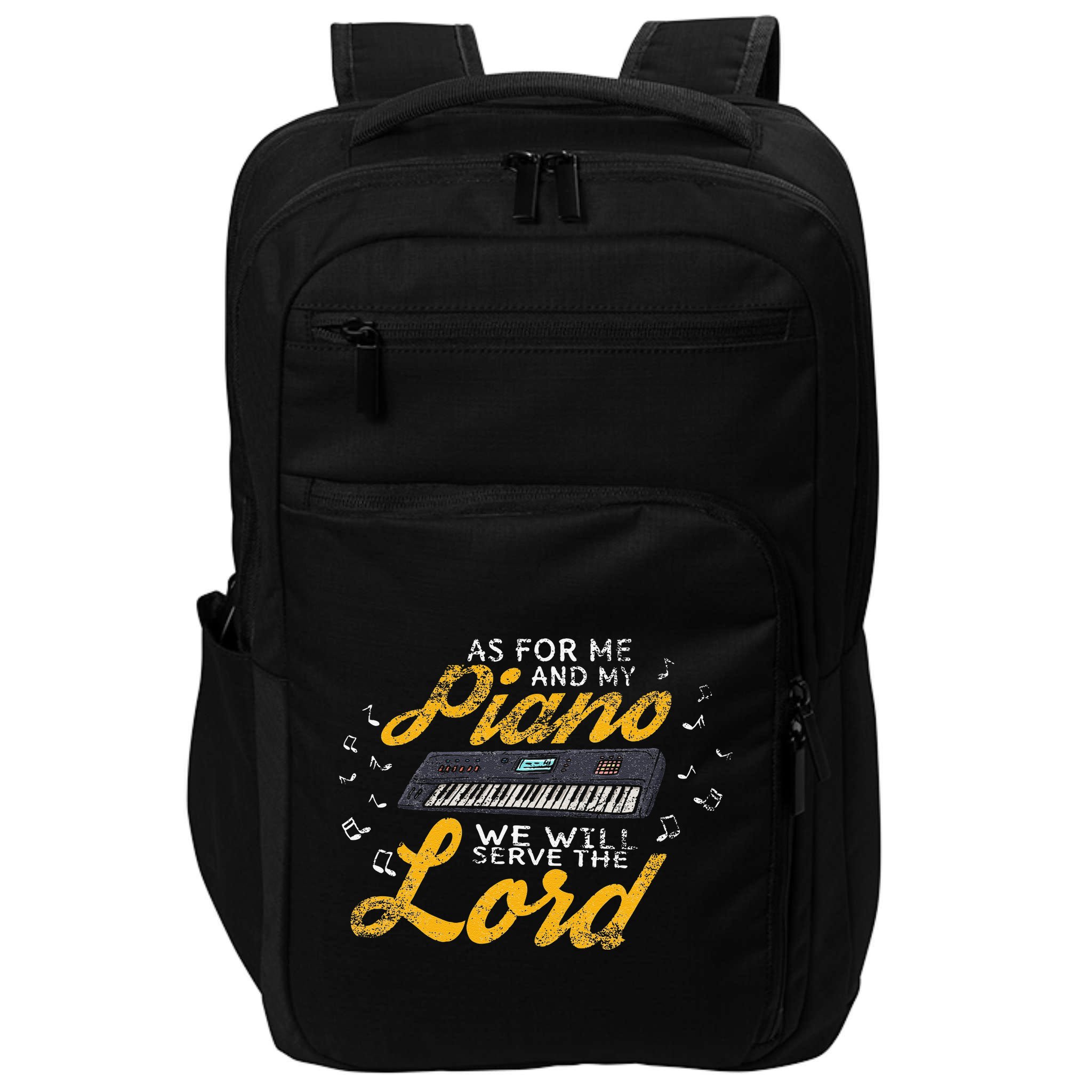 As for Me and My Piano We Will Serve The Lord Christian Impact Tech Backpack