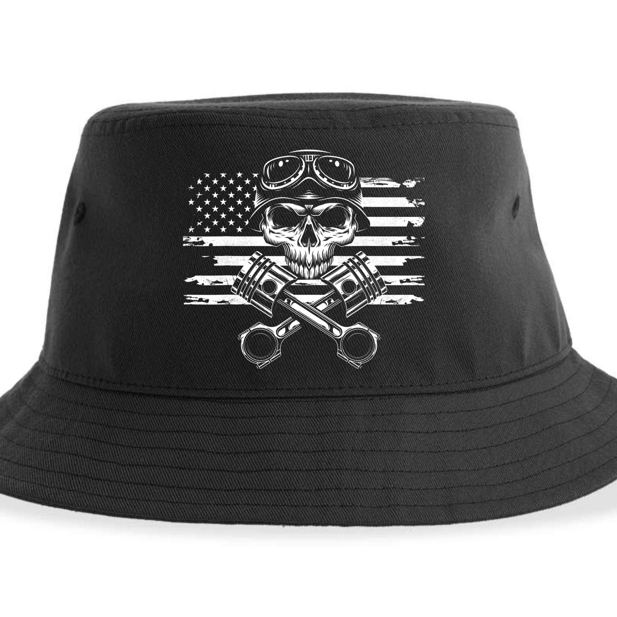 American Flag Motorcycle Apparel Motorcycle Sustainable Bucket Hat