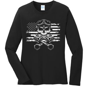 American Flag Motorcycle Apparel Motorcycle Ladies Long Sleeve Shirt