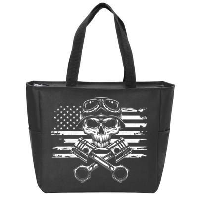 American Flag Motorcycle Apparel Motorcycle Zip Tote Bag