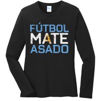 Argentina Futbol Mate Asado Flag Soccer    Ladies Long Sleeve Shirt