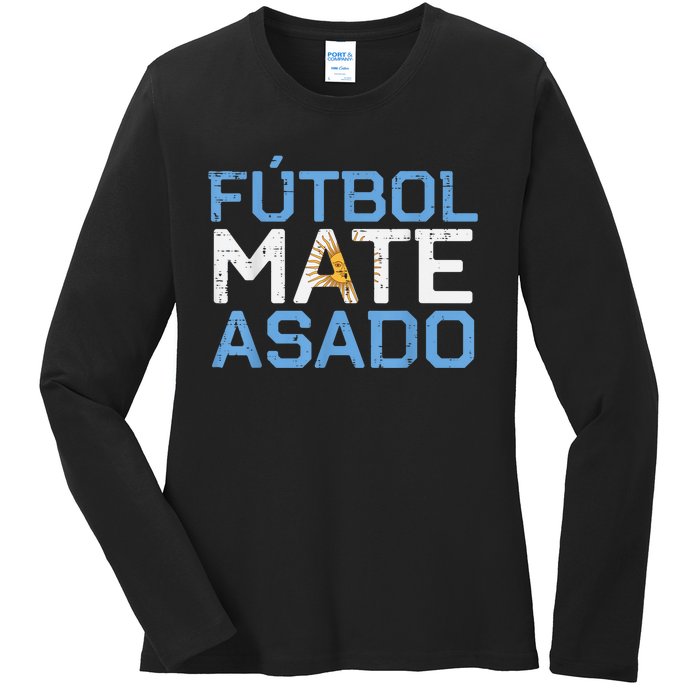 Argentina Futbol Mate Asado Flag Soccer    Ladies Long Sleeve Shirt