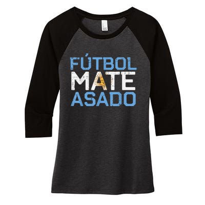 Argentina Futbol Mate Asado Flag Soccer    Women's Tri-Blend 3/4-Sleeve Raglan Shirt