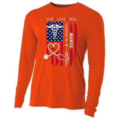 American Flag Nurse Day Gifts Week Gift Nurse NurseS Day Cooling Performance Long Sleeve Crew