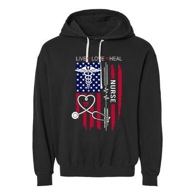 American Flag Nurse Day Gifts Week Gift Nurse NurseS Day Garment-Dyed Fleece Hoodie