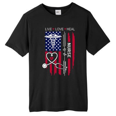 American Flag Nurse Day Gifts Week Gift Nurse NurseS Day Tall Fusion ChromaSoft Performance T-Shirt