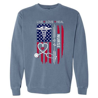 American Flag Nurse Day Gifts Week Gift Nurse NurseS Day Garment-Dyed Sweatshirt