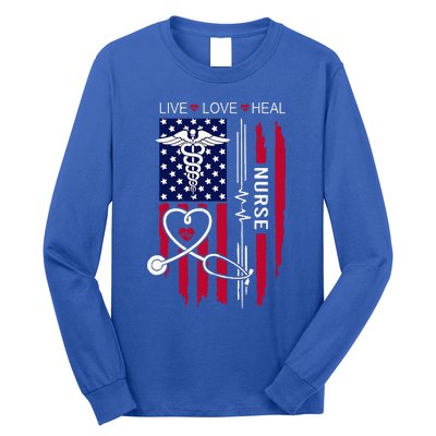 American Flag Nurse Day Gifts Week Gift Nurse NurseS Day Long Sleeve Shirt