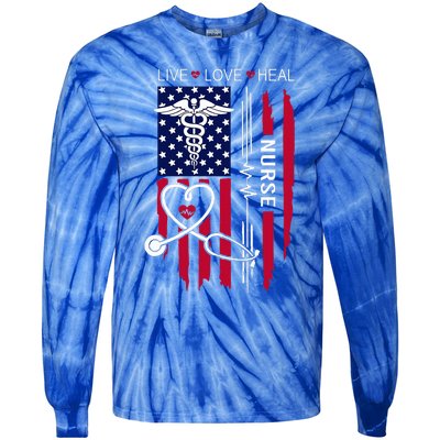 American Flag Nurse Day Gifts Week Gift Nurse NurseS Day Tie-Dye Long Sleeve Shirt