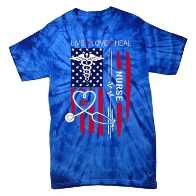 American Flag Nurse Day Gifts Week Gift Nurse NurseS Day Tie-Dye T-Shirt