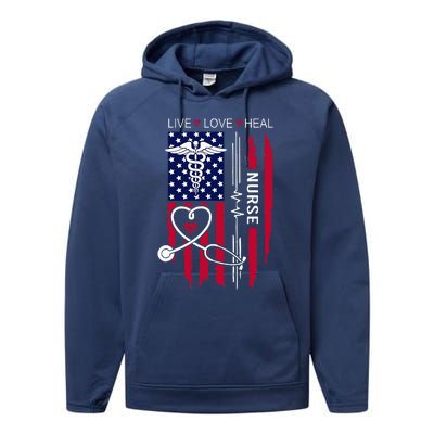 American Flag Nurse Day Gifts Week Gift Nurse NurseS Day Performance Fleece Hoodie