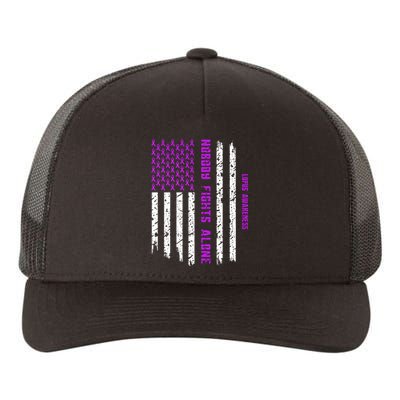 American Flag Nobody Fights Lupus Alone Yupoong Adult 5-Panel Trucker Hat