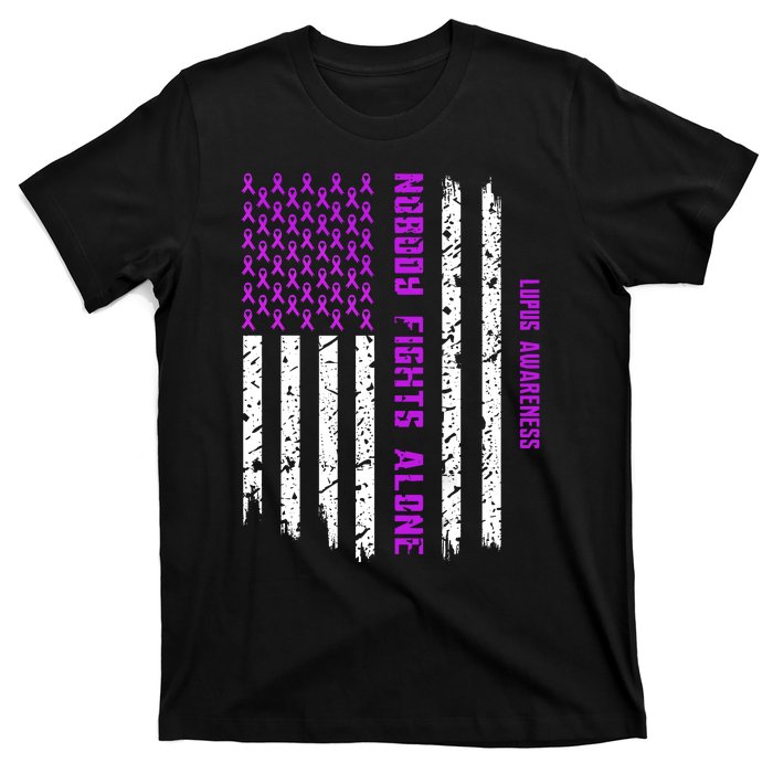 American Flag Nobody Fights Lupus Alone T-Shirt