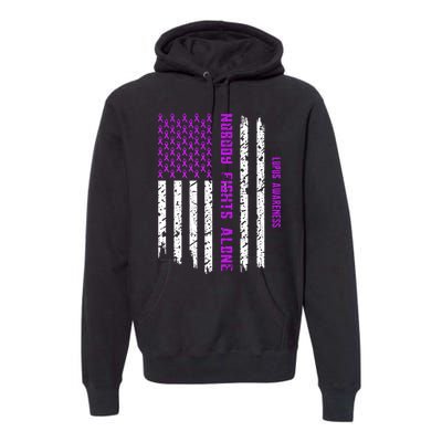 American Flag Nobody Fights Lupus Alone Premium Hoodie