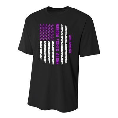 American Flag Nobody Fights Lupus Alone Youth Performance Sprint T-Shirt