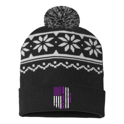 American Flag Nobody Fights Lupus Alone USA-Made Snowflake Beanie