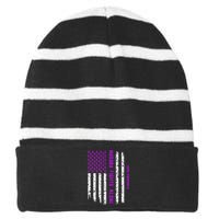 American Flag Nobody Fights Lupus Alone Striped Beanie with Solid Band