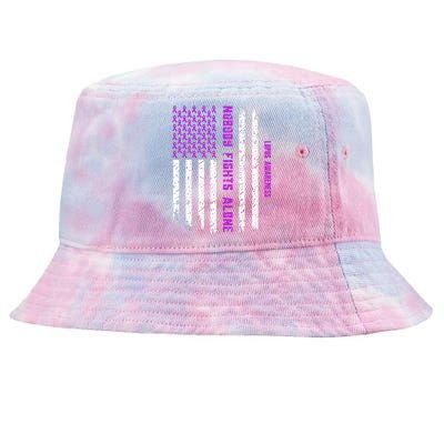 American Flag Nobody Fights Lupus Alone Tie-Dyed Bucket Hat