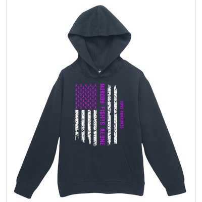 American Flag Nobody Fights Lupus Alone Urban Pullover Hoodie