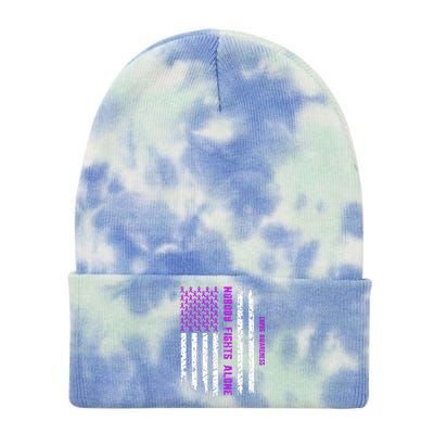 American Flag Nobody Fights Lupus Alone Tie Dye 12in Knit Beanie