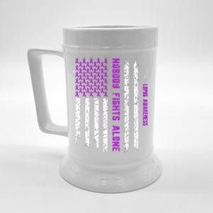 American Flag Nobody Fights Lupus Alone Beer Stein