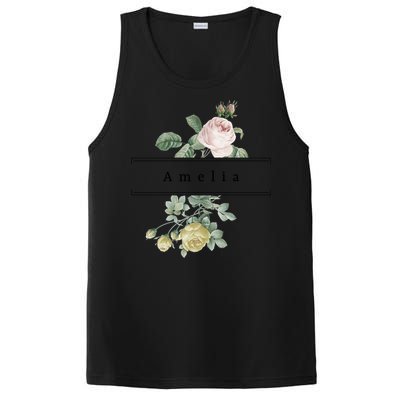 Amelia First Name Vintage Roses Wedding Shower Rose Gift PosiCharge Competitor Tank