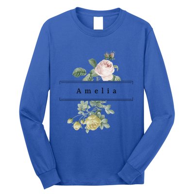 Amelia First Name Vintage Roses Wedding Shower Rose Gift Long Sleeve Shirt