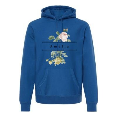 Amelia First Name Vintage Roses Wedding Shower Rose Gift Premium Hoodie