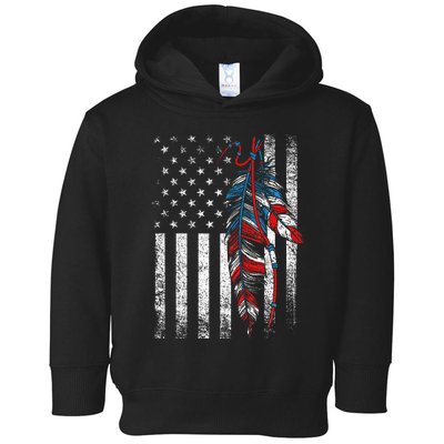 American Flag Native Feather Pride Month Indigenous Toddler Hoodie