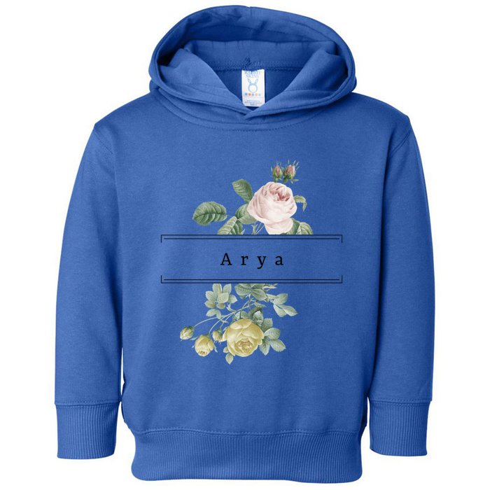 Arya First Name Vintage Roses Wedding Shower Rose Gift Toddler Hoodie