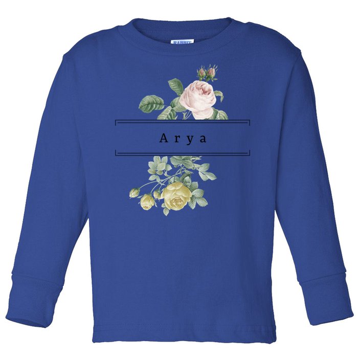 Arya First Name Vintage Roses Wedding Shower Rose Gift Toddler Long Sleeve Shirt