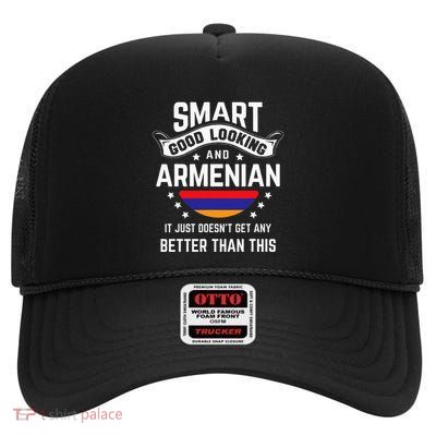 Armenian Flag Native Pride Funny Armenia Armenian Roots High Crown Mesh Back Trucker Hat