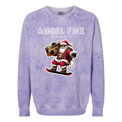 Angel Fire New Mexico Christmas Snowboard Santa Claus Great Gift Colorblast Crewneck Sweatshirt