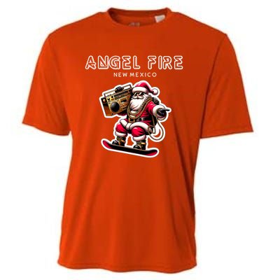 Angel Fire New Mexico Christmas Snowboard Santa Claus Great Gift Cooling Performance Crew T-Shirt