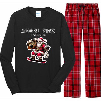 Angel Fire New Mexico Christmas Snowboard Santa Claus Great Gift Long Sleeve Pajama Set