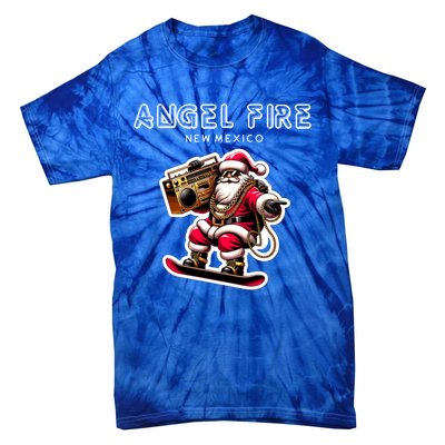 Angel Fire New Mexico Christmas Snowboard Santa Claus Great Gift Tie-Dye T-Shirt