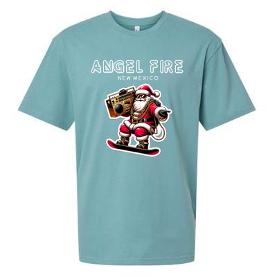 Angel Fire New Mexico Christmas Snowboard Santa Claus Great Gift Sueded Cloud Jersey T-Shirt