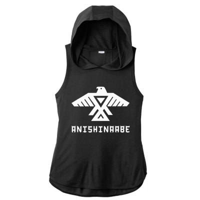 Anishinaabe First Nations Thunderbird Ojibwe Indigenous Ladies PosiCharge Tri-Blend Wicking Draft Hoodie Tank