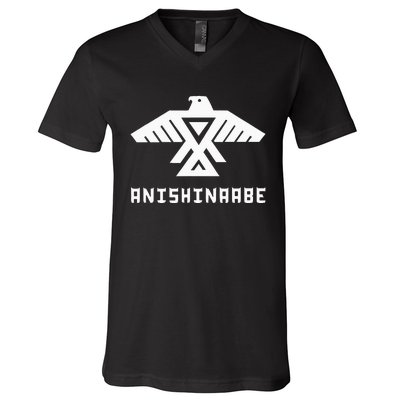 Anishinaabe First Nations Thunderbird Ojibwe Indigenous V-Neck T-Shirt